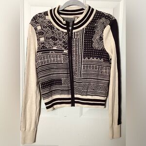 Free people lightweight zip up front cardigan size medium geometric print